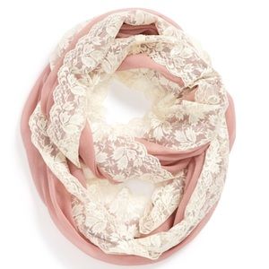 🌵BP lovely lace trim infinity scarf, blush pink